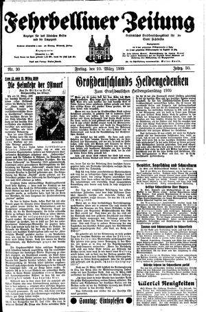 Fehrbelliner Zeitung on Mar 10, 1939