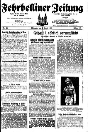 Fehrbelliner Zeitung vom 05.04.1939