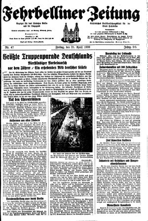 Fehrbelliner Zeitung vom 21.04.1939