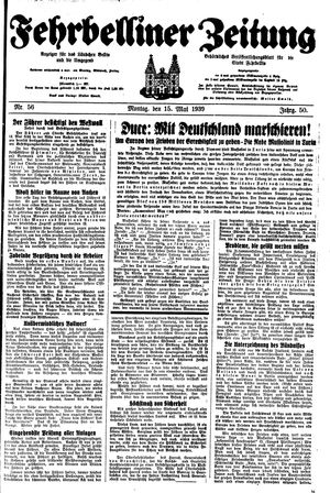 Fehrbelliner Zeitung vom 15.05.1939