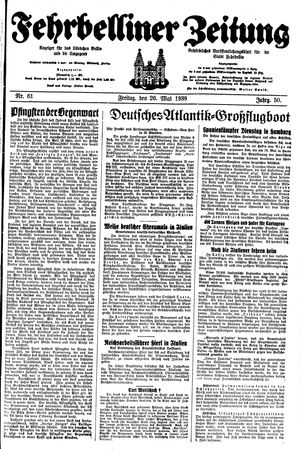 Fehrbelliner Zeitung vom 26.05.1939