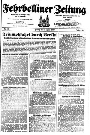 Fehrbelliner Zeitung vom 02.06.1939