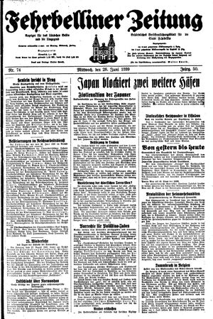 Fehrbelliner Zeitung vom 28.06.1939