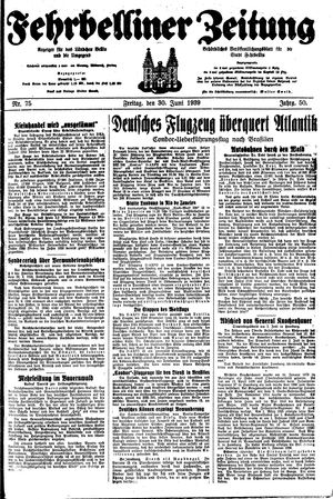 Fehrbelliner Zeitung vom 30.06.1939