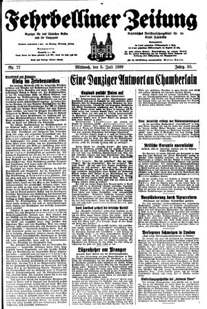 Fehrbelliner Zeitung vom 05.07.1939