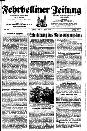 Fehrbelliner Zeitung vom 14.07.1939