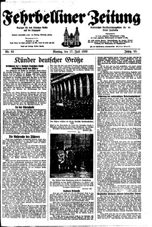 Fehrbelliner Zeitung vom 17.07.1939