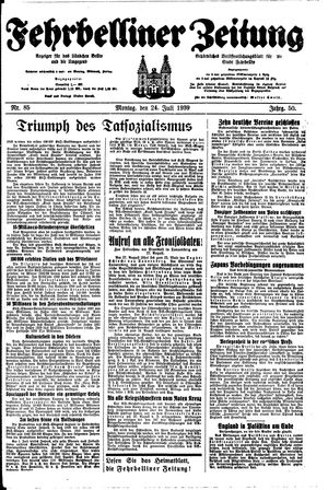 Fehrbelliner Zeitung vom 24.07.1939