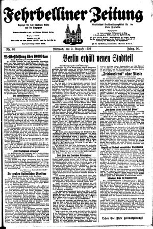 Fehrbelliner Zeitung vom 02.08.1939