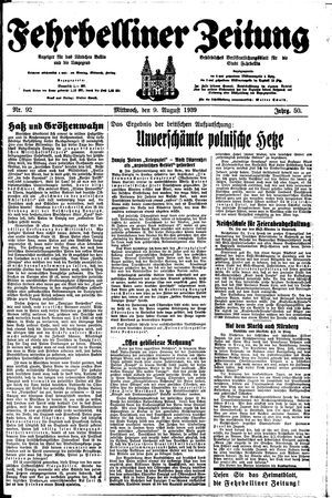 Fehrbelliner Zeitung vom 09.08.1939