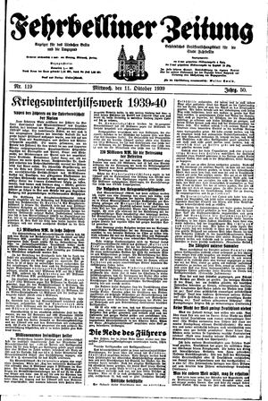 Fehrbelliner Zeitung vom 11.10.1939