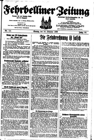 Fehrbelliner Zeitung vom 16.10.1939