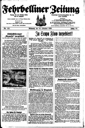 Fehrbelliner Zeitung vom 18.10.1939