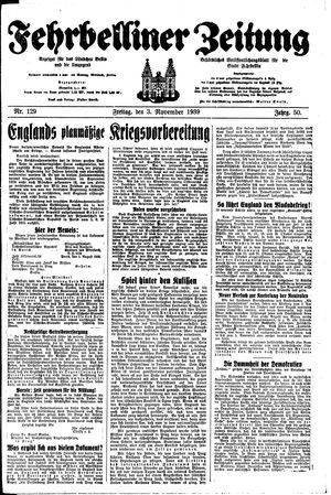 Fehrbelliner Zeitung vom 03.11.1939