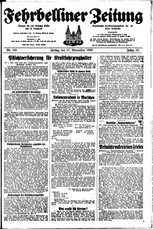 Fehrbelliner Zeitung vom 17.11.1939