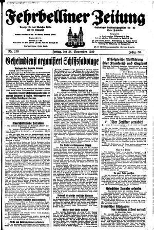 Fehrbelliner Zeitung vom 24.11.1939
