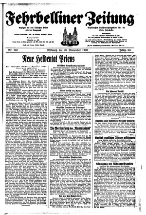 Fehrbelliner Zeitung vom 29.11.1939