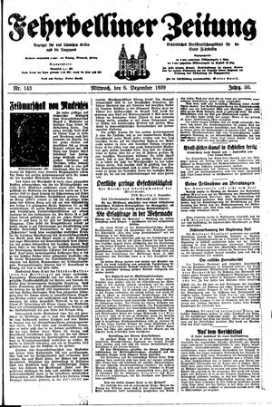 Fehrbelliner Zeitung vom 06.12.1939