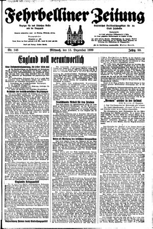Fehrbelliner Zeitung vom 13.12.1939