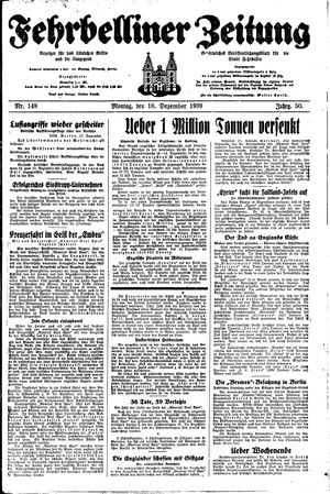 Fehrbelliner Zeitung vom 18.12.1939