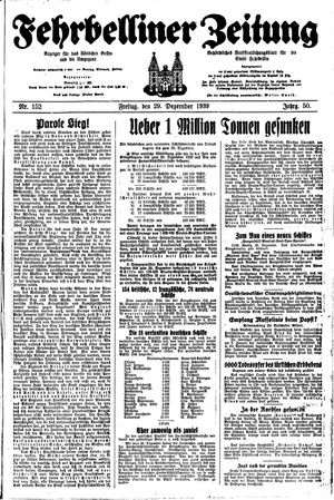 Fehrbelliner Zeitung vom 29.12.1939