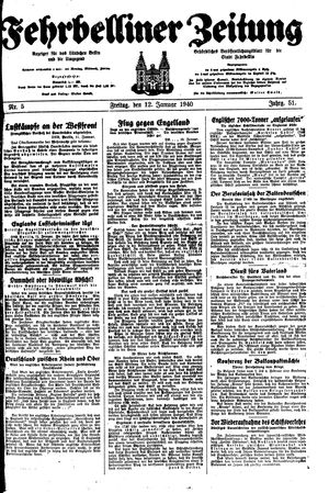 Fehrbelliner Zeitung vom 12.01.1940