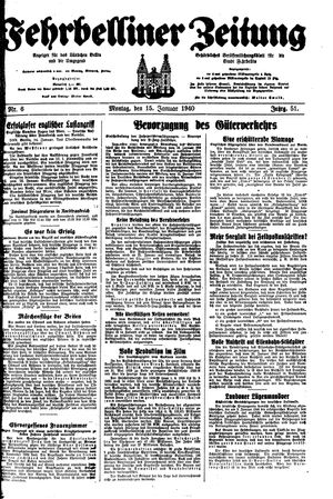 Fehrbelliner Zeitung vom 15.01.1940