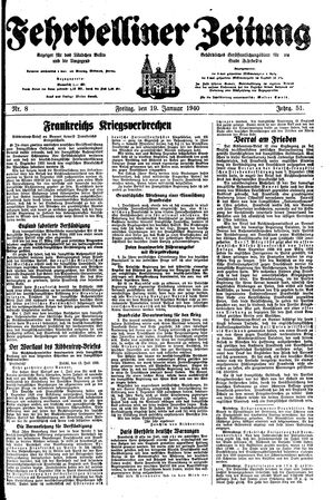 Fehrbelliner Zeitung vom 19.01.1940