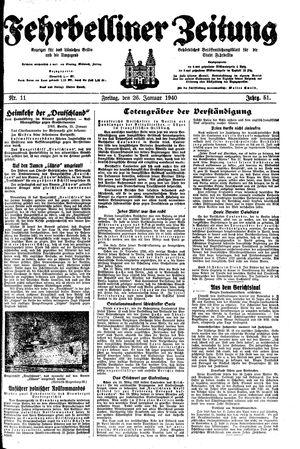 Fehrbelliner Zeitung vom 26.01.1940