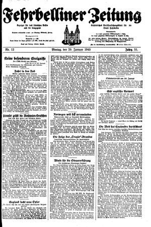 Fehrbelliner Zeitung vom 29.01.1940