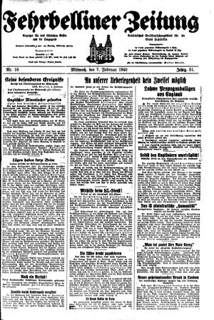 Fehrbelliner Zeitung vom 07.02.1940