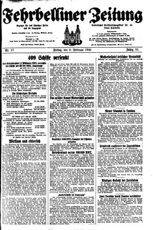 Fehrbelliner Zeitung vom 09.02.1940
