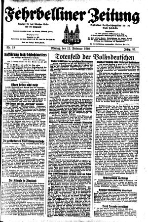 Fehrbelliner Zeitung vom 12.02.1940