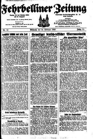 Fehrbelliner Zeitung vom 14.02.1940