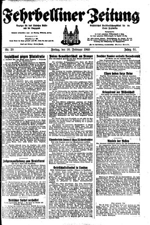 Fehrbelliner Zeitung vom 16.02.1940