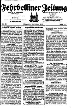 Fehrbelliner Zeitung on Feb 21, 1940