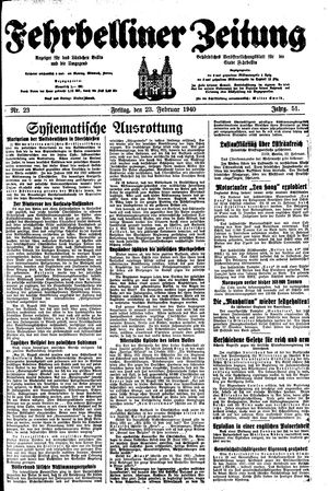 Fehrbelliner Zeitung vom 23.02.1940
