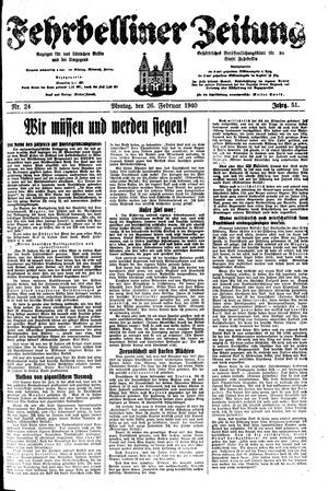 Fehrbelliner Zeitung vom 26.02.1940