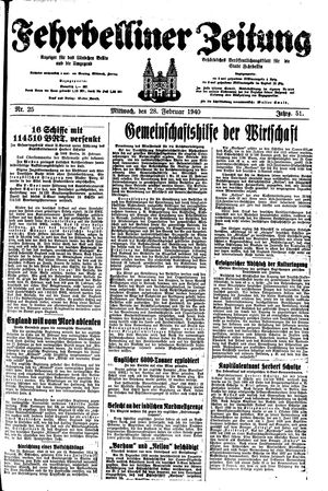 Fehrbelliner Zeitung vom 28.02.1940