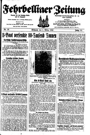 Fehrbelliner Zeitung vom 01.03.1940
