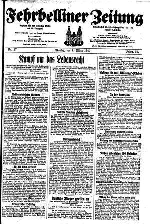 Fehrbelliner Zeitung vom 04.03.1940