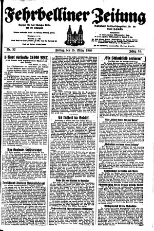Fehrbelliner Zeitung vom 15.03.1940