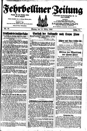 Fehrbelliner Zeitung vom 18.03.1940