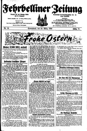 Fehrbelliner Zeitung vom 23.03.1940