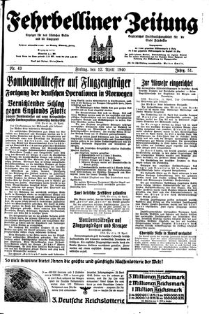 Fehrbelliner Zeitung on Apr 12, 1940