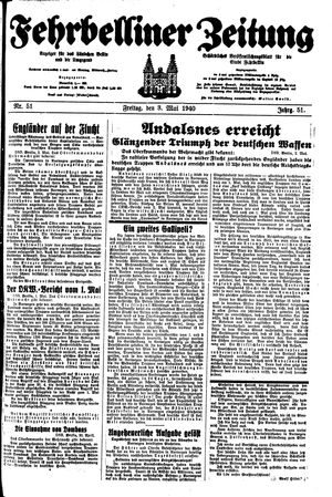Fehrbelliner Zeitung vom 03.05.1940