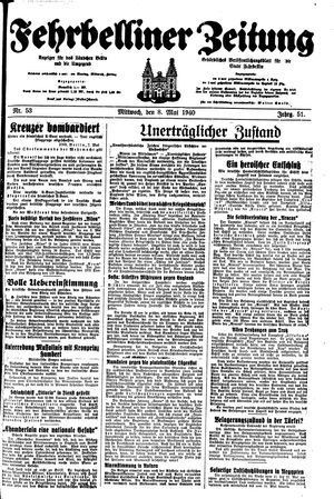 Fehrbelliner Zeitung on May 8, 1940