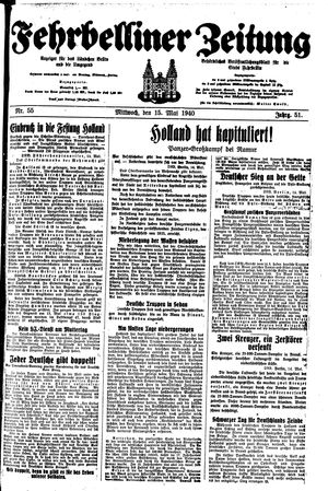 Fehrbelliner Zeitung vom 15.05.1940