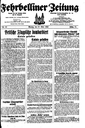 Fehrbelliner Zeitung vom 27.05.1940