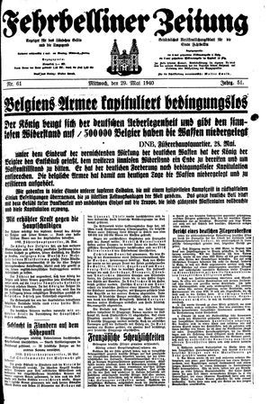 Fehrbelliner Zeitung vom 29.05.1940